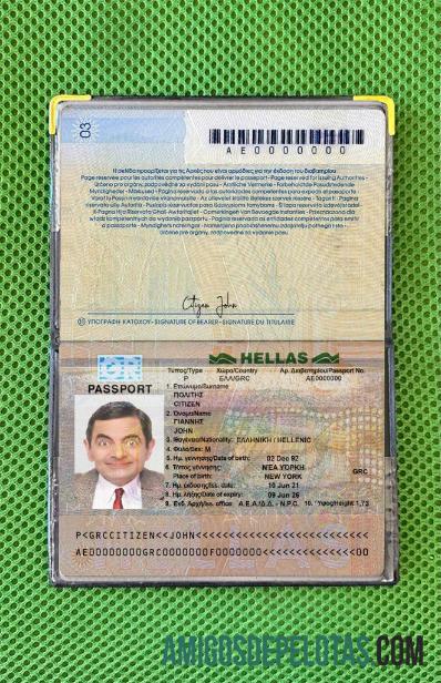 Aparência fotográfica da versão 2 do passaporte da Grécia baixar para verificação
